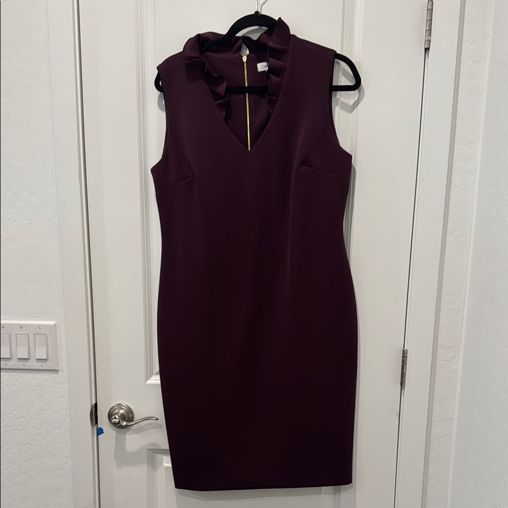 Calvin Klein Purple Sheath Mini Dress V-neck Sleeveless